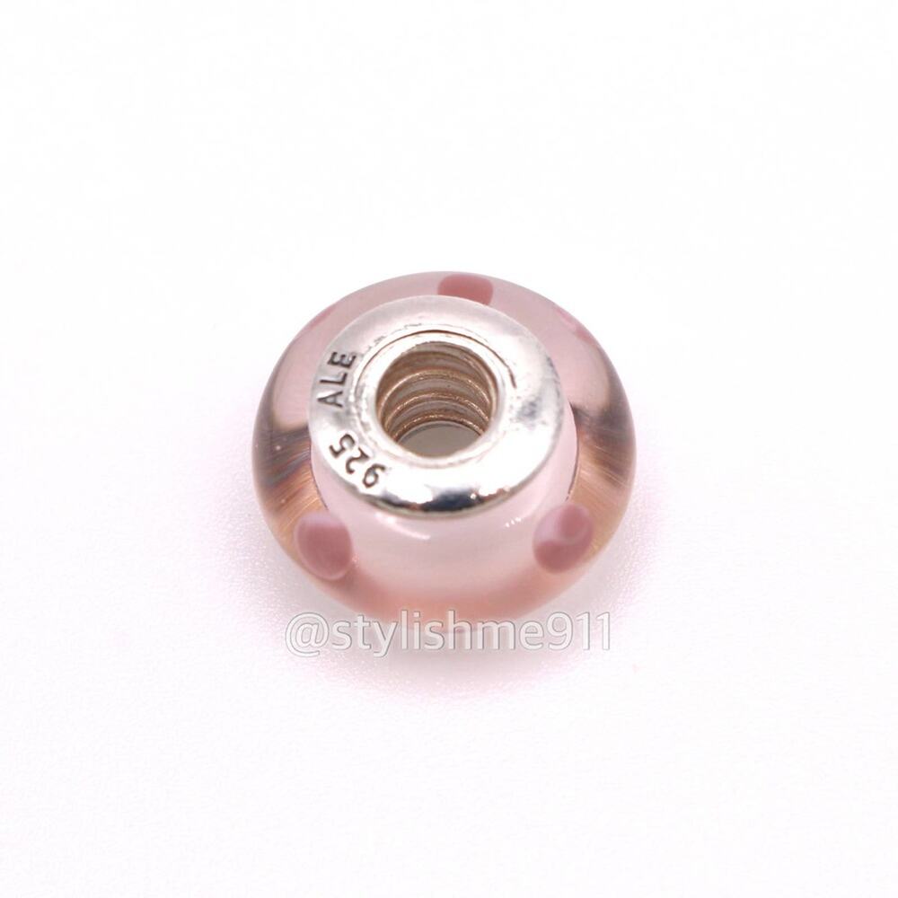Authentic PANDORA Pink Polka Dots Murano Glass Charm - Picture 7 of 8